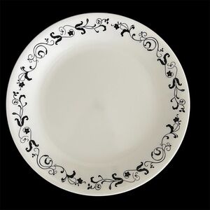 Corelle Vitrelle Garden Getaway Black and White Floral Dinner Plates - Set of 4
